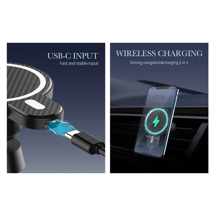 LDNIO MA20 15W Magnetic Wireless Car Charger Support 360°