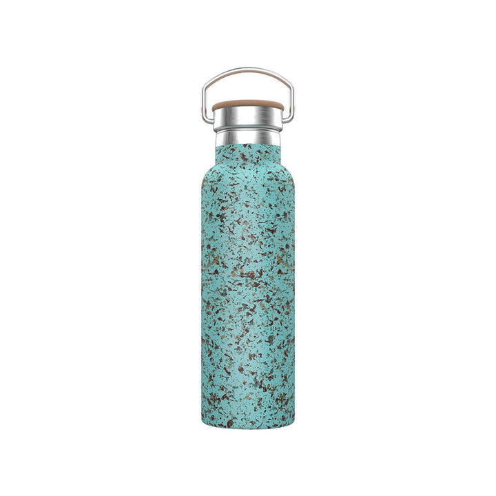 Green Pattern Stainless Steel Water Bottle With Double Vacuum Wall 600ml