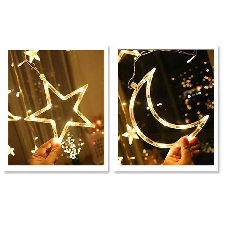 Star-Moon LED String Light Curtain Light Waterproof 8 Light Modes