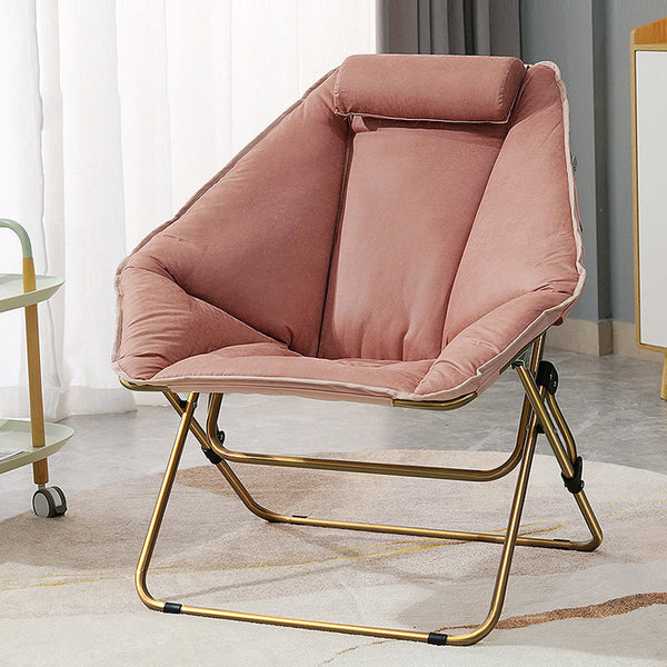 Soft Velvet Folding Hexagonal Chair with Two Frames