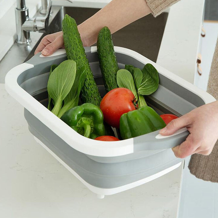 Multifunction Folding Cutting Board Plastic Storage Basket