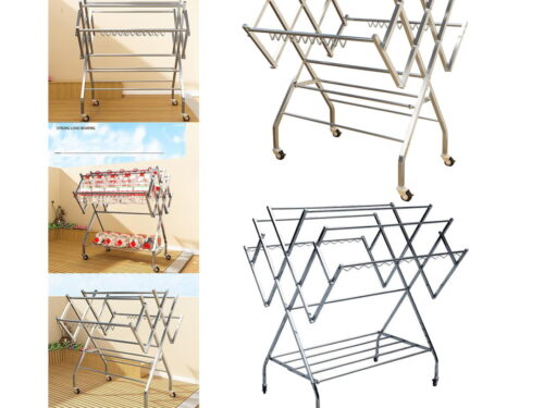 Foldable Mobile Clothes Drying Rack