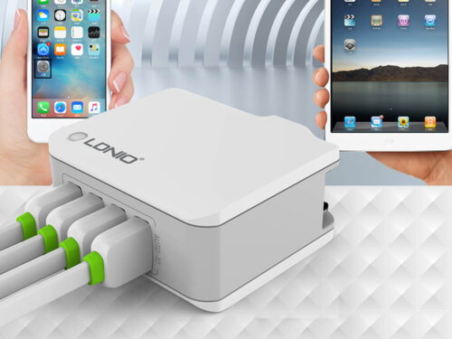 Ldnio A4403 4.4A 4 Port Auto Id Travel Charger - White