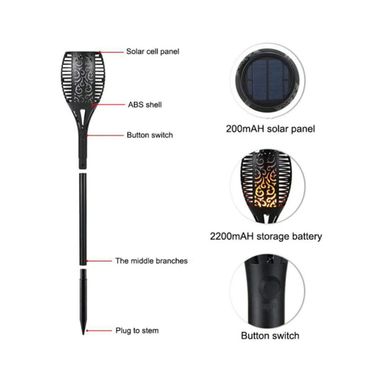 Solar Garden Torch Flame Light Outdoor 96 Led Tiki Torches With Flickering Flame