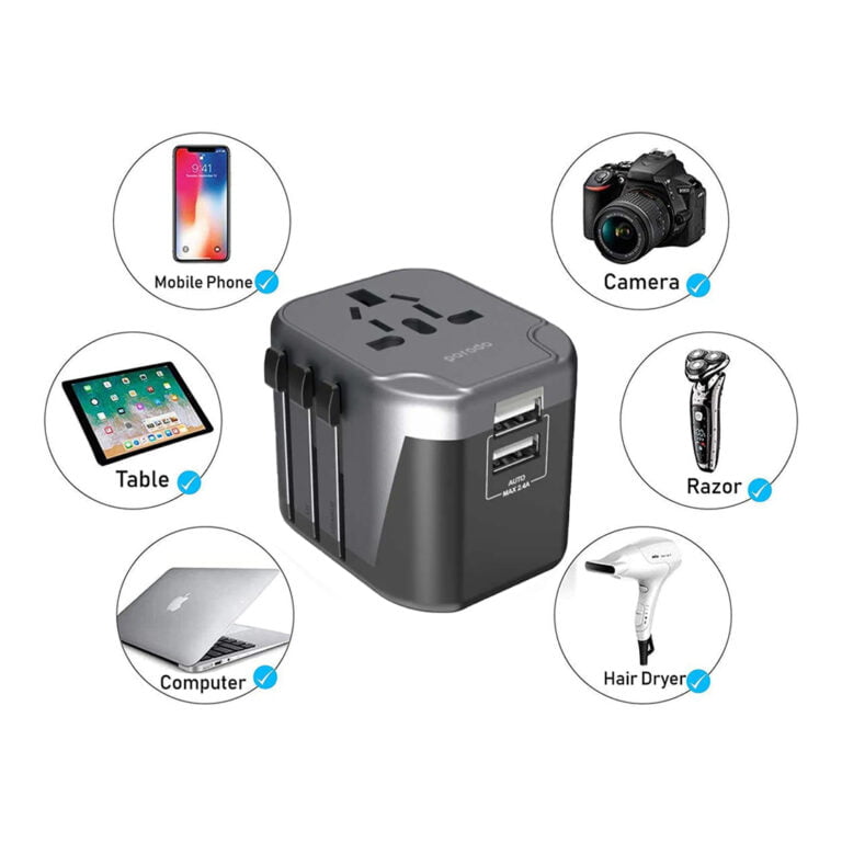 Porodo Universal Travel Charger 2.4A with Double Fuse and Two USB Ports