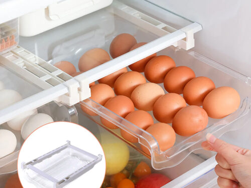 Adjustable Kitchen Egg Organizer Storage Rack Box Fridge Freezer Shelf Holder