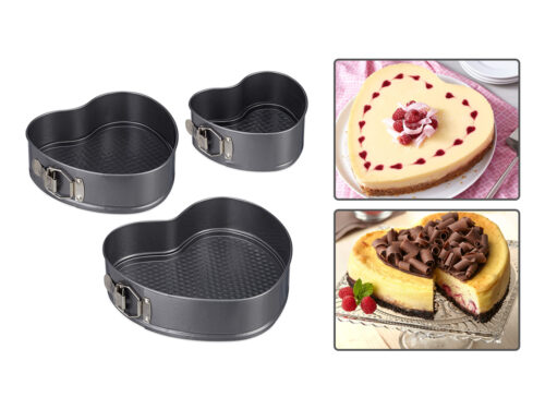 Heart Pan Set of 3, Romantic Shaped Cakes 3 Sizes, Nonstick
