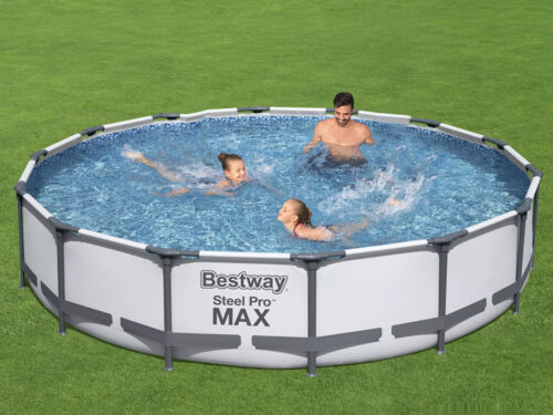 BestWay Steel Pro MAX Frame Swimming Pool Set Round Above Ground With Filter Pump