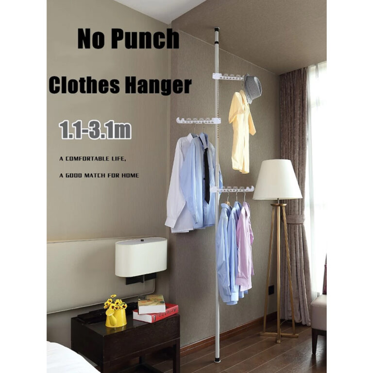 1.1 - 3.1m Adjustable Clothes Hanger Laundry Rack and Organizer for clothes storage