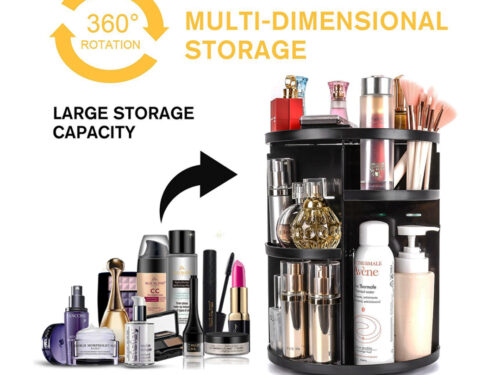 360 Rotating Makeup Organizer Adjustable Makeup Carousel Spinning Holder Storage Rack