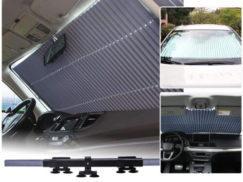 Universal Retractable Car Sun Shade for Windshield Large Sun Visor Protector Blocks 99% UV Rays