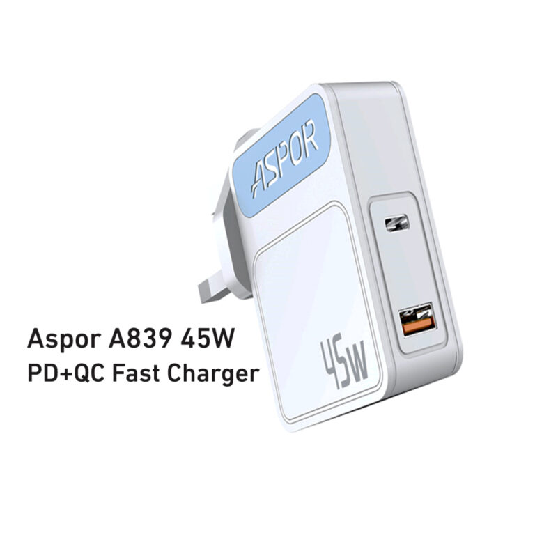 WIWU Salem Pouch Multiple Compartments Storage Bag + 3 Aspor Cables (Lightning + Micro + Type-C) + (Aspor 45W PD + QC Fast Charger) + (Aspor USB+PD 20W Car Charger)