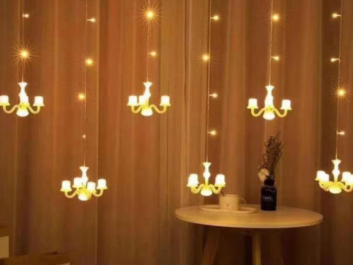 6 Chandelier LED Curtain String Lights with Different Flashing Modes