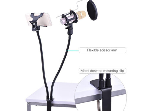 Professional Phone Microphone Mount Stand Bracket Supporter Holder Kit 360 Degree Angle Adjustment for MV Studio