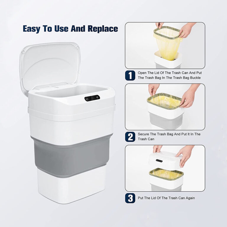 Touchless Automatic Motion Sensor Rectangular Trash Can with Lid