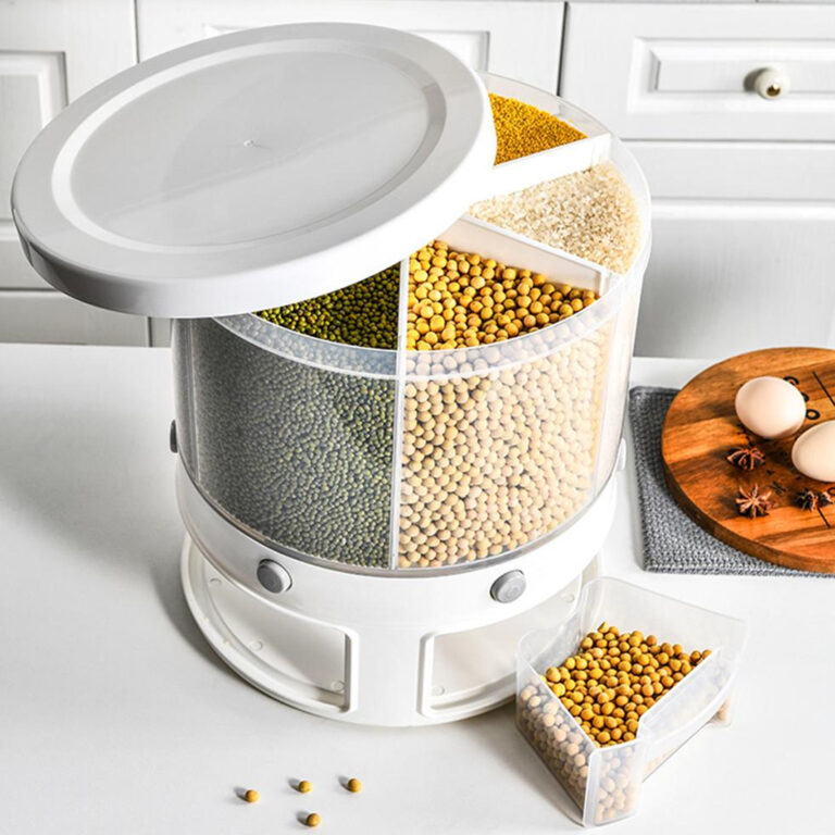 10KG Kitchen Food Storage Container Rotating Moisture Insect Proof Grain Organizer