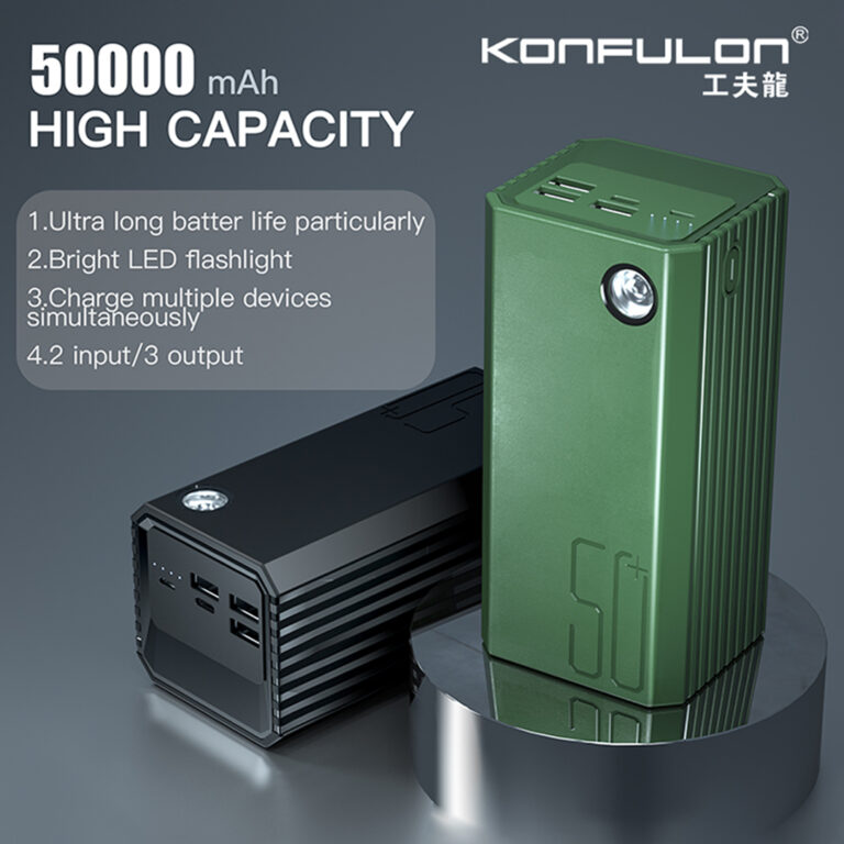 Konfulon A22 Power Bank 50000mAh With Type-C & Micro inputs and 3 USB outputs