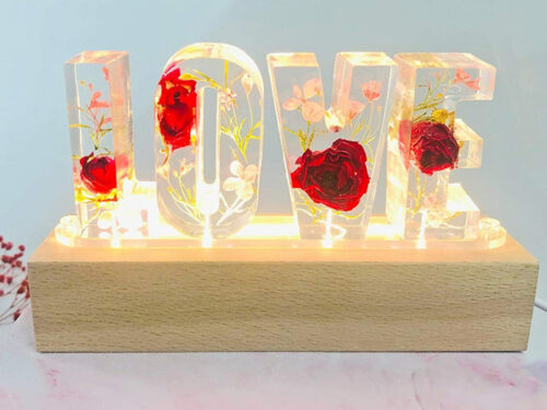 LED night light in the shape of the word LOVE to add a romantic touch to your home