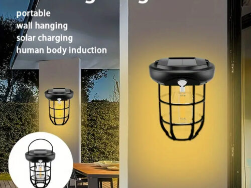 Waterproof Solar Powered Light Lamp with Handle with 3 Lighting Modes and Motion Sensor