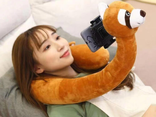 U-shaped Cartoon Animal Pillow Mobile Phone Holder Neck Hanging Adjustable Lazy Bracket