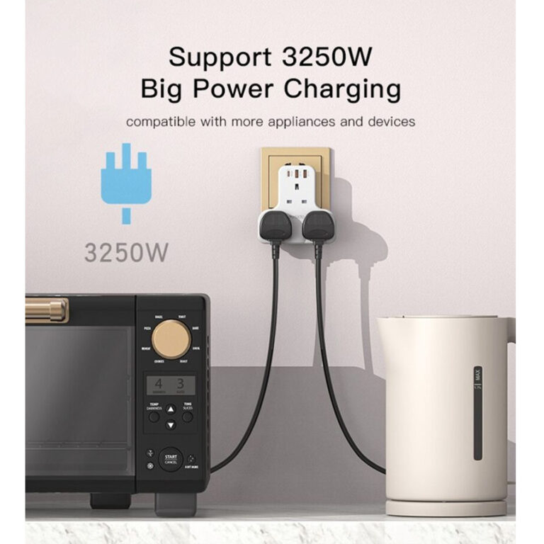 Yesido-MC15 power socket 3250w Multi-Plug 6 in 1 With 2 USB and 20W USB-C