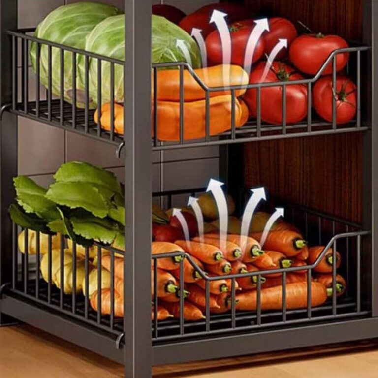 Kitchen Organizer Stand with Five Storage Shelves and Two Baskets
