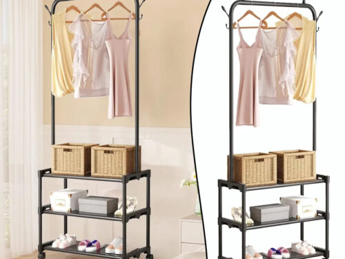 Clothes Stand with 3 Storage Shelves - dealatcity store