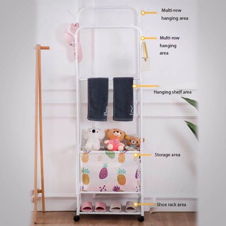 Clothes Stand with Storage Basket and Bottom Shoe Rack