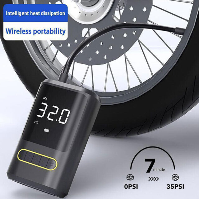 Portable Rechargeable Cordless Tire Inflator Pump with Led Digital Display with Lamp and 4000mAh Battery